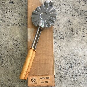 Silver Pizzelle Iron with Wooden Handle